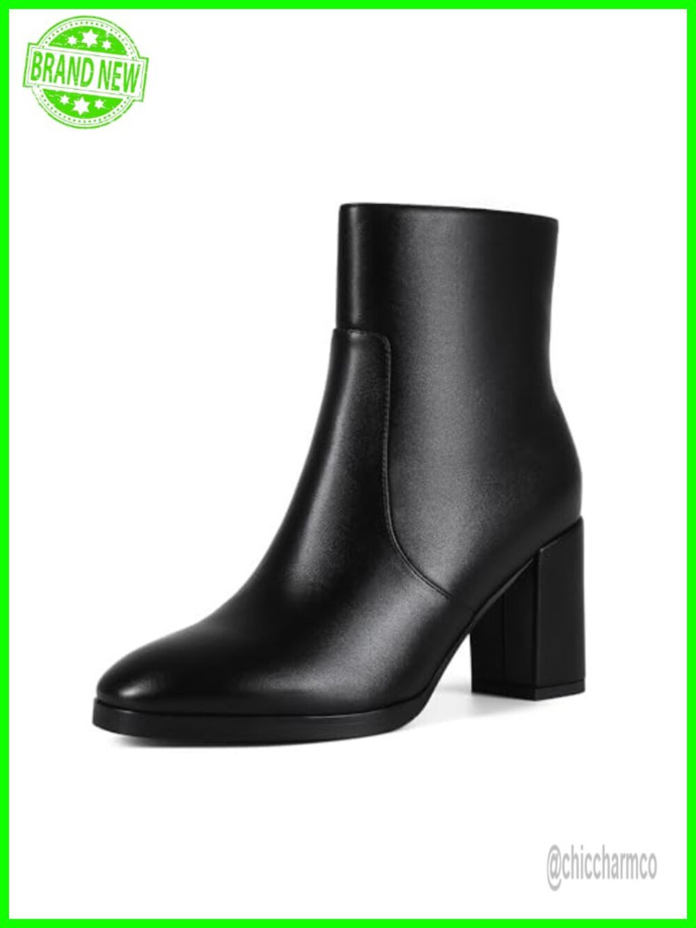 Women's Chunky Block Heel Ankle Boots Side Zip Round Toe Booties